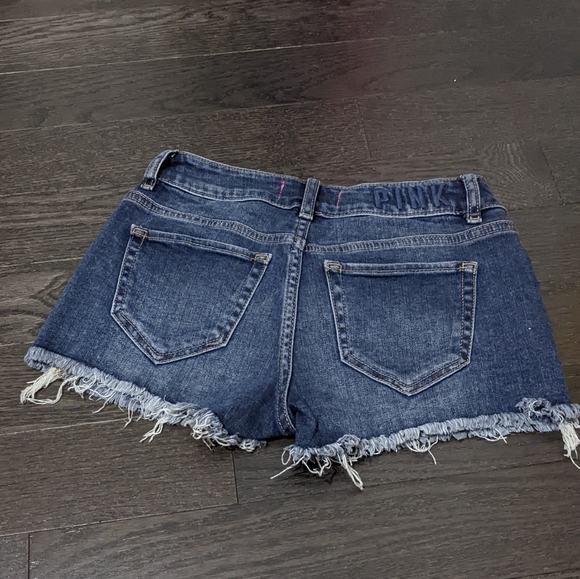 Pink (Victoria's Secret) dark denim shorts.  Size 0 - Picture 4 of 4